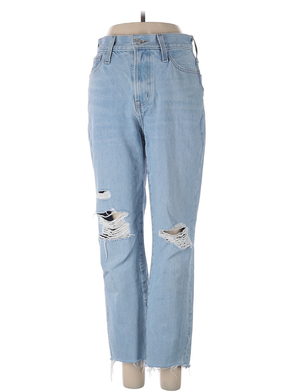 Madewell Light Wash Distressed Straight-Leg Jeans